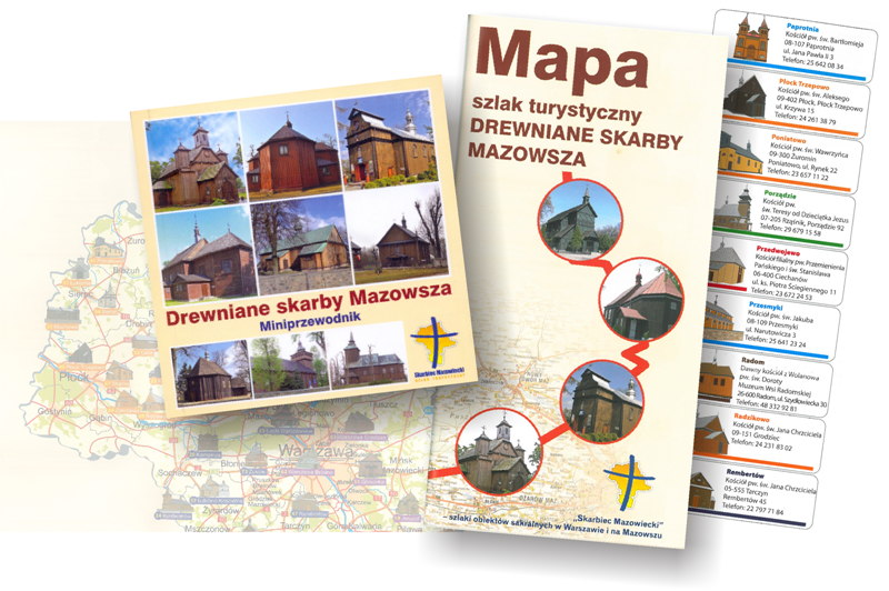 Drewniane skarby Mazowsza - szlak drewnianej architektury sakralnej Komplet: mapa + miniprzewodnik